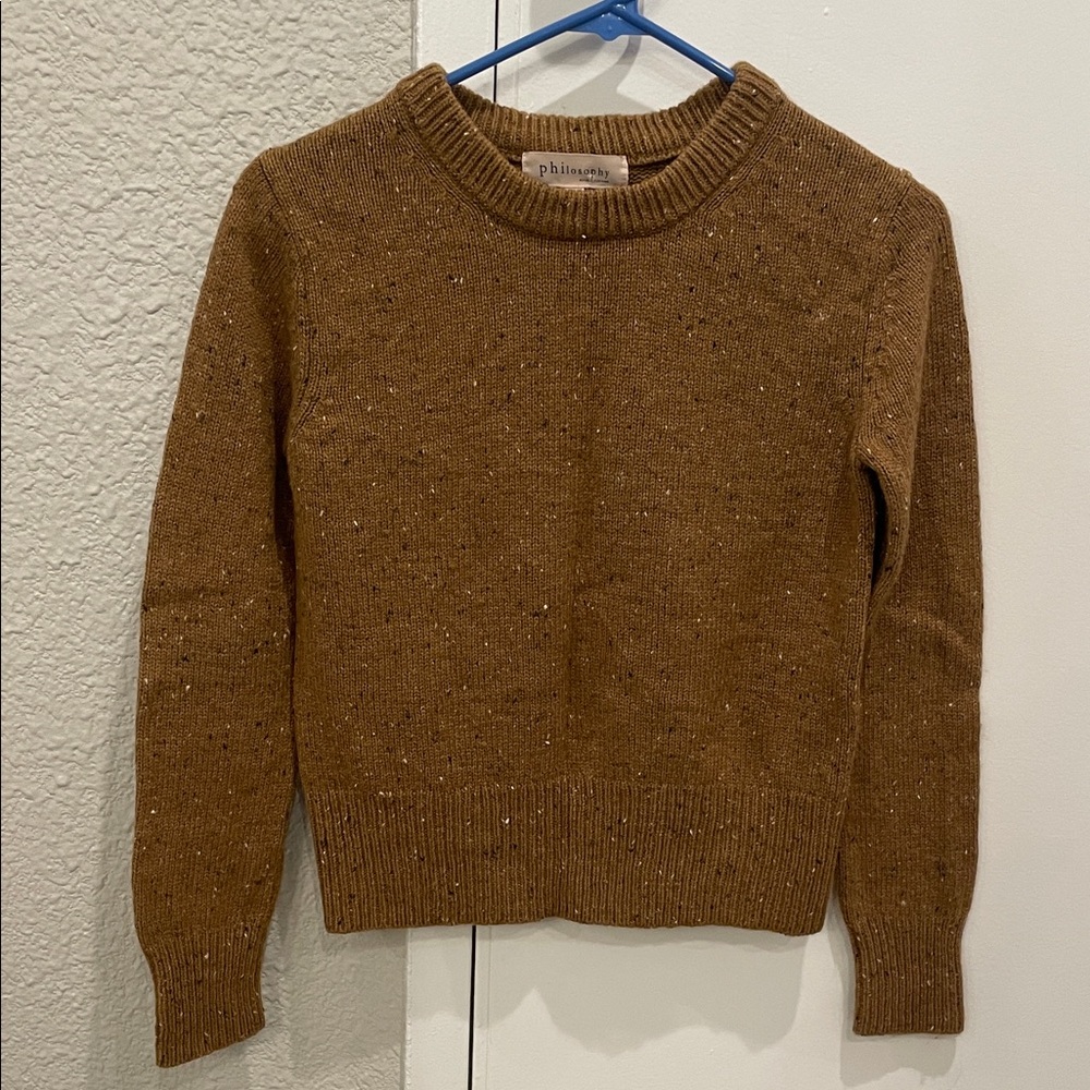 Philosophy Brown Sweater with Black and White Specks